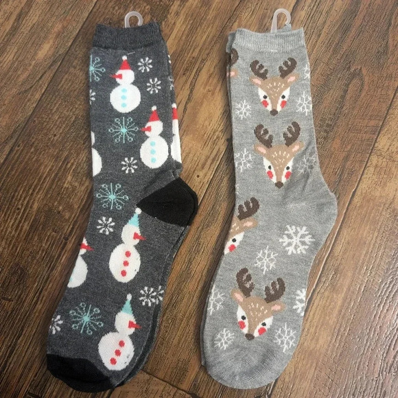 🎈3/$15🎈New Womens Holiday Christmas Socks 4-10 Snowman Snowflakes Reindeer - Picture 3 of 4